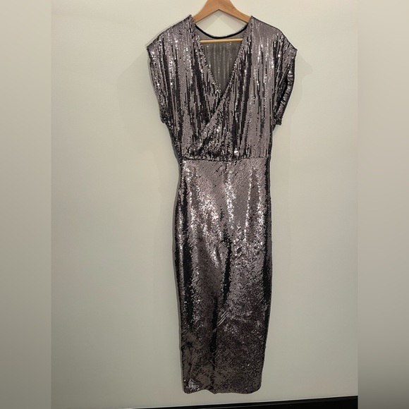 Zara Women’s Sequined Long Dress in Silver - Picture 2 of 7